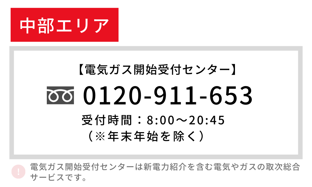 中部電力エリア 電気 開始