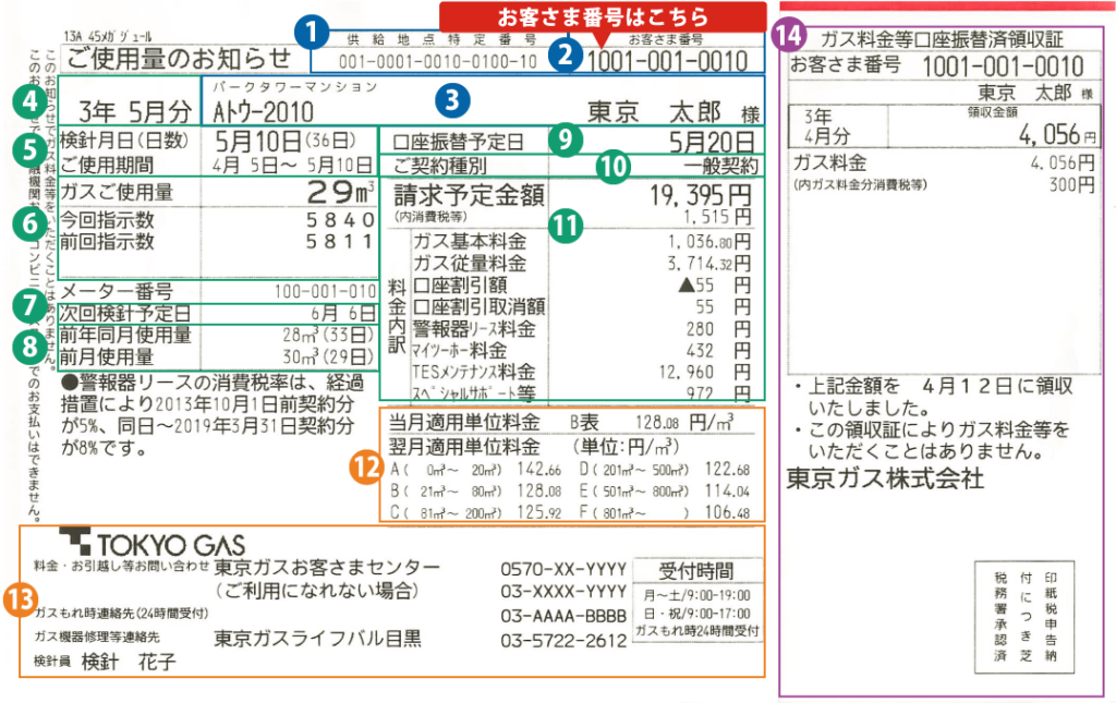 検針票のお客様番号