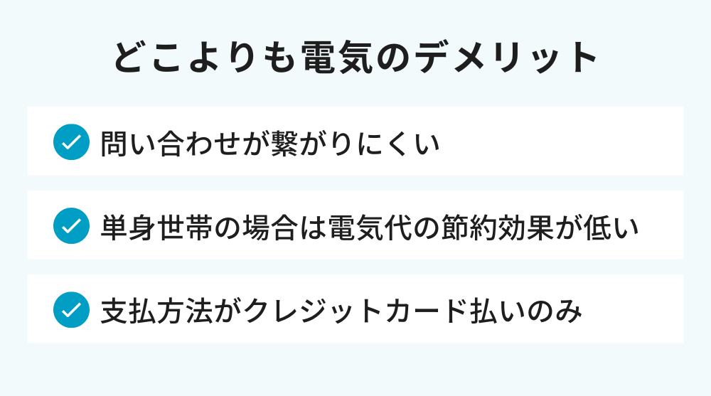 どこよりも電気のデメリット
