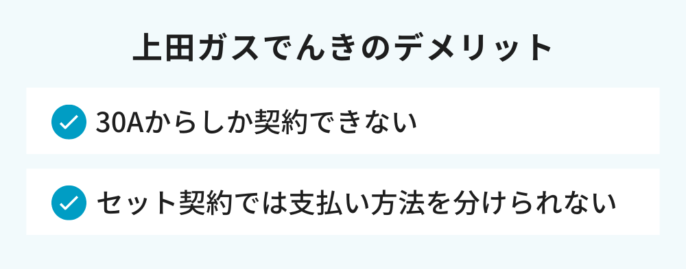 上田ガスでんきのデメリット
