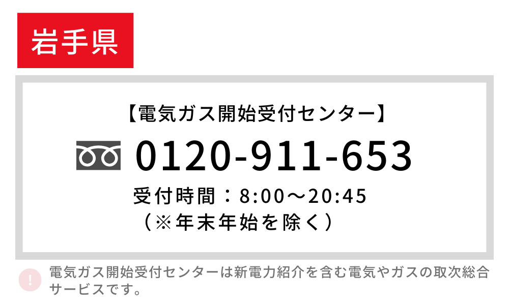 岩手県の電気開始 電話番号